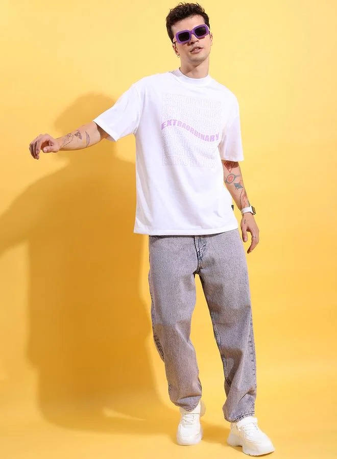 كيتش تيشيرت أوفر سايز بياقة دائرية وطبعة جرافيك من ستايلي